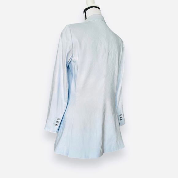 Antonio Melani Riviera Linen Blazer Jacket Fits Sz S Light Blue Silver Buttons - Picture 6 of 15